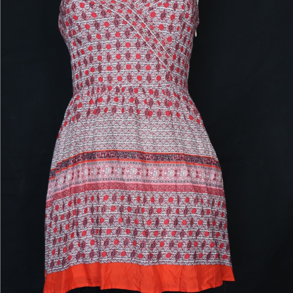 Red and White Patterned Women's Dress